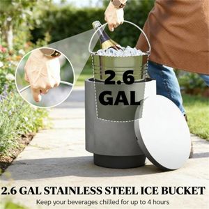 Tavolino da Esterno Grigio con Vano Porta Ghiaccio e Spazio per Barra Refrigerante, Arredo Unico e Pratico - Product Image 2