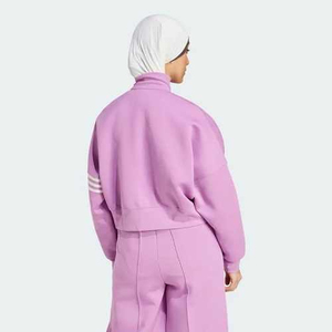 Pink <b>Women's</b> Tracksuit Set Full Length Turtleneck <b>Jacket</b> With Side Pockets Loose Fit Breathable Solid Color Casual Spring Wear - Product Image 3