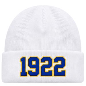 หมวกบีนนี่สีขาวสำหรับผู้หญิง Sigma Gamma Rho ปักลายปี 1922 หมวกไหมพรมถักขอบพับสำหรับฤดูหนาว นุ่ม อุ่น สไตล์ลำลองสำหรับชมรมนักศึกษากรีก - Product Image 1