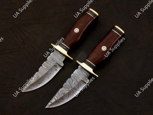 Hot Selling Damascus Steel Fixed Blade Drop Point Camping Knife Rosewood Handle Brass Guard Razor Sharp ODM Customizable Knives - Product Image 6