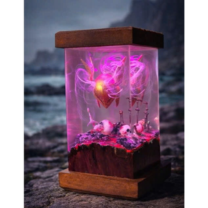 Epoxy Resin Crystal <b>Night</b> <b>Light</b>, Adorned With 3d Designs Of The Malenia Helmet, Elden Ring, And Gold Armor - Product Image 2