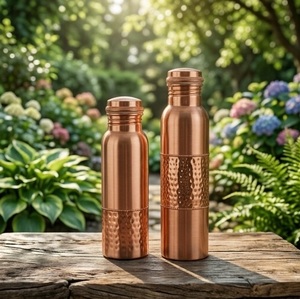 Botella de Agua de Cobre Hecha a Mano con Diseño de Hoyuelos, Portátil, a Prueba de Fugas, Ecológica para Exteriores - Product Image 1