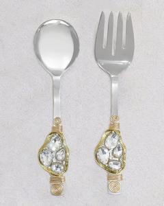 ที่ตักสลัดสแตนเลสคุณภาพดีที่สุด พร้อมด้ามจับประดับลูกปัด ดีไซน์สวยงาม เหมาะสำหรับใช้ในครัว โรงแรม และร้านอาหาร - Product Image 1