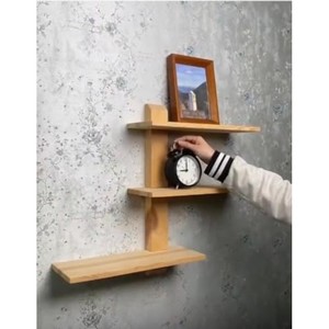 Mango Wood 3-Tier <b>Floating</b> Wall Shelf <b>Unit</b> - Handcrafted Wholesale Home Organizer - Product Image 5