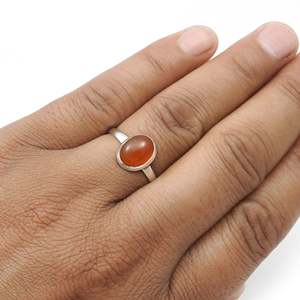 Bague en pierre de cornaline naturelle avec certificat IGI, argent sterling 925, pierre ovale, bijoux bohèmes pour filles et garçons - Product Image 2