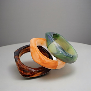Luxury Handmade Resin Cuff Bangle Swirl Pattern Chunky Transparent HighQuality Artisan Jewelry Party Fashion Women CRAFTS HUB - Product Image 1