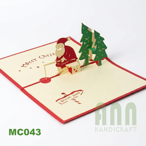 ANN HANDICRAFT, Tarjetas de Invitación Navideñas de Papel Cortado con Láser, Estilo Pop-Up 3D de Santa Claus Pescando, Hechas a Mano en Vietnam - Product Image 2