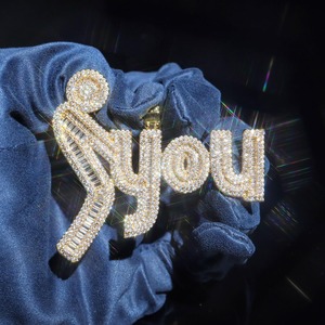 Joyería Hip Hop Personalizada de Fabricante, Colgante de Diamantes F You, Accesorios de Plata S925 con Incrustaciones de Moissanita para Hombre - Product Image 3