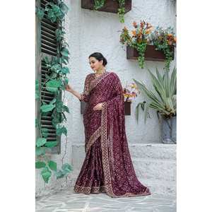 Vestidos de Noche, Hermoso Sari para Fiesta con Trabajo de Lentejuelas, Dori y Zari - Product Image 5