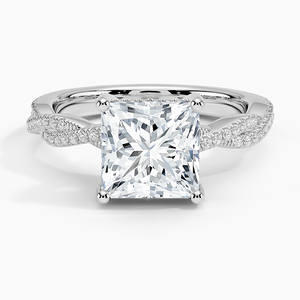 SOJ Ring 07 <b>Princess</b> Cut 925 Silver Plated Luxe <b>Petite</b> Twisted Vine Moissanite Ring GRA Certified 2ct D Wedding Anniversary Ring - Product Image 1