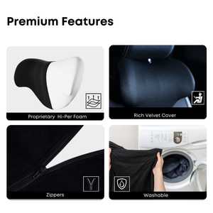 Oreiller de nuque de voiture tendance en mousse à mémoire de forme avec housse amovible et lavable, antistatique et antidérapant pour la conduite et les voyages - Product Image 4