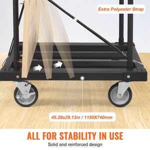 Carrello per Cartongesso Resistente da 1800 libbre con Piattaforma 115 cm x 74 cm e Ruote Girevoli da 12,7 cm per Spostamento, Supporto OEM - Product Image 3