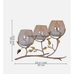 Customized Size And Logo Available Brass Candle Stand With Leaf Design For Home Hotel Living Room <b>Table</b> Decoration Model - Product Image 3