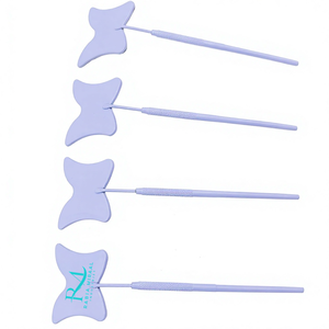 Produit phare : Miroir pour extensions de cils en forme de papillon, avec revêtement en poudre violet brillant et poignée à motif diamant. - Product Image 2