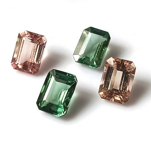 Ensemble de tourmalines zambiennes multicolores pastel naturelles, 6,55 carats au total, taille émeraude 8x6 mm, 4 pierres précieuses calibrées en vrac - Product Image 1