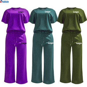 Conjunto Deportivo Personalizado con Logotipo para Mujer, Estilo Hip Hop, Manga Corta, Cuello Redondo, Estampado de Puntos, Pantalones Holgados con Cordón Ajustable, Transpirable - Product Image 2