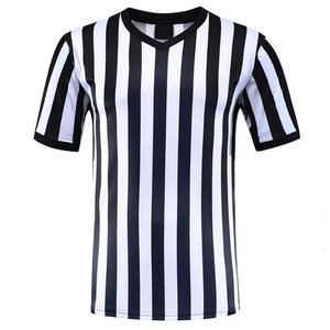 <b>Men's</b> Black <b>White</b> Striped V-Neck Soccer Jersey Short Sleeve Moisture Wicking Polyester Sport Apparel Regular Fit Adult Size - Product Image 1