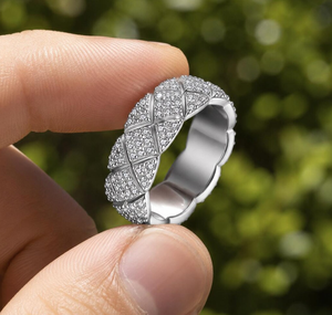 Anillo de Hip Hop para Hombre, Chapado en Oro, Geométrico, con Pavé de Moissanita, Corte Brillante Redondo, Lujoso, con Microincrustaciones - Product Image 6