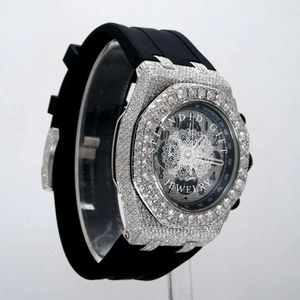 Splendid Gift Jewelry Luxury Diamond <b>Watch</b> Sapphire <b>Crystal</b> Dial ETA Quartz Movement 28mm Case Silver Moissanite Band Men's 10m - Product Image 2