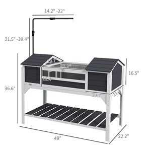 Casetta per Tartarughe Regolabile con Ripiano Portaoggetti e Doppia Zona Abitativa, Coperchio Apribile, Grigia - Product Image 2