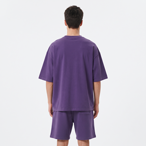 Ensemble deux pièces surdimensionné pour homme en coton uni, respirant, de haute qualité, idéal pour l'été et les occasions formelles - Product Image 2