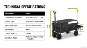 8-inch Baby Four-Wheel <b>Platform</b> Folding Wagon for Storage & Shopping Carbon Steel OEM Customizable - Product Image 5