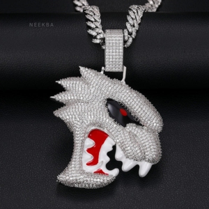Pendentif Hellcat en Moissanite – Bijou Fait Main en Argent Sterling 925, Pendentif Hellcat Style Urbain – Pierres Moissanite Serties à la Main - Product Image 1
