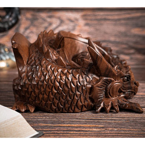 Figura de Dragón de Madera Hecha a Mano, Estatua de Dragón de Madera Sólida, Obra de Arte Decorativa por AYAANS CREATIONS - Product Image 4