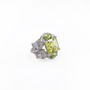925 Sterling Silver Natural Lemon Quartz <b>Peridot</b> <b>Ring</b> Rhodium Plated OEM ODM Fine Jewelry - Product Image 5