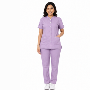 Tenue d'hôpital professionnelle personnalisée pour médecins et infirmières – Ensemble confortable haut et pantalon pour le travail médical - Product Image 3