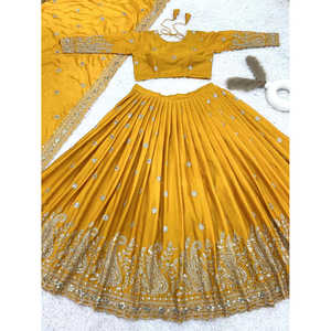 Full Heavy Embroidery Sequence Work <b>Wedding</b> Apparel <b>Lehenga</b> Choli for Bridesmaids and <b>Guests</b> - Product Image 2