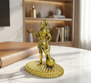 Ídolo de Hanuman de latón 100% de Jaipur Metals |   Estatua Religiosa Moderna para el Hogar u Oficina |   6.5x4x6 cm |   Pooja y Regalo - Product Image 4