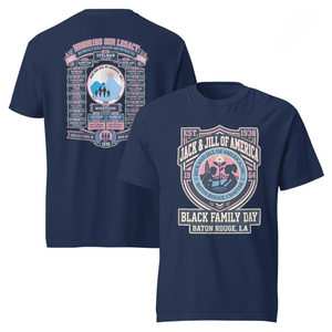 T-shirt graphique bleu marine épais unisexe en coton à manches courtes col rond imprimé décontracté streetwear vêtements de famille - Product Image 1