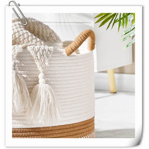 ตะกร้าผ้าสานสำหรับตกแต่งบ้านตะกร้าจัดเก็บของสำหรับใช้ในบ้าน - Product Image 6