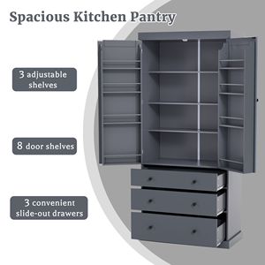 TOPMAX 77-inch Farmhouse <b>Kitchen</b> Pantry Freestanding Tall <b>Cupboard</b> <b>Storage</b> Cabinet with 3 Adjustable Shelves Assembly Video - Product Image 4