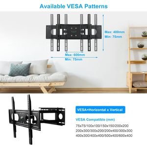 Soporte de Pared para TV con Movimiento Completo, Inclinación y Giro, Compatible con Televisores de 37-70 Pulgadas, VESA hasta 600x400 mm, Soporte de Pared Máximo para Televisores de 37-70 Pulgadas - Product Image 5
