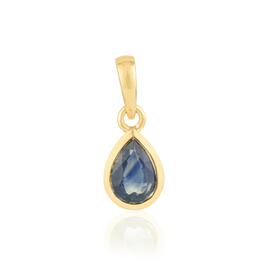 พลอยไพลินสีน้ำเงินแท้ทรงหยดน้ำขนาดเล็ก จี้ทองคำขาว 14K สวมใส่ได้ทุกวัน ขายดีประจำเดือนกันยายน - Product Image 1