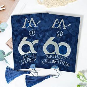 Custom <b>Embossed</b> Birthday Invitation <b>Card</b> Blue Velvet Die Cut Design with Tassel Decor for Wedding - Product Image 5