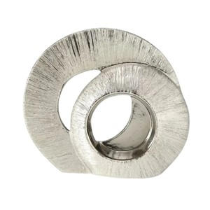 Modern Ring Sculpture Contemporary Silver Textured Metal Tabletop Ornament for Living Room Office and Home Decoration - Product Image 1
