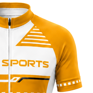 Maillot de Ciclismo Amarillo Mostaza y Blanco de Manga Corta con Cremallera Completa, Transpirable, de Secado Rápido, Ropa Deportiva de Alto Rendimiento para Ciclismo - Product Image 3