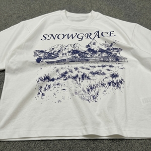 Snowgrace Mountain Scene Printed <b>Men's</b> Regular Fit Cotton T-<b>Shirt</b> Short Sleeve O-Neck Casual Style - Product Image 2