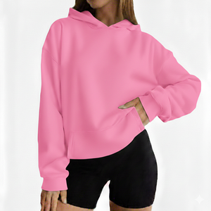 เสื้อฮู้ดดี้โอเวอร์ไซส์สำหรับผู้หญิง แขนยาว ผ้าฝ้ายฟลีซ 100% สำหรับฤดูใบไม้ร่วงและฤดูหนาว บริการ OEM คุณภาพพรีเมียม รับผลิตแบบ ODM ปี 2026 - Product Image 5