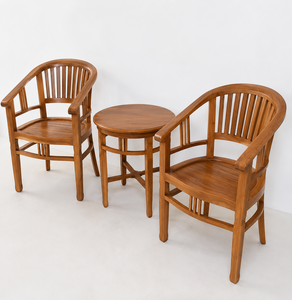 Ensemble de chaises de patio en teck massif, table ronde, mobilier de jardin, fauteuil en bois naturel, ensemble de salle à manger - Product Image 2