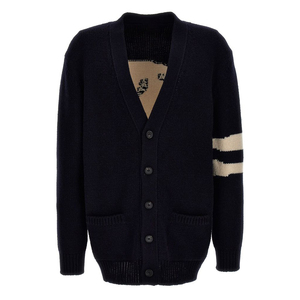 Women's Cream V-Neck Cardigan With Red 92 Logo Full Sleeve Knitted Sweater Preppy Style Autumn Winter Wear - Product Image 4