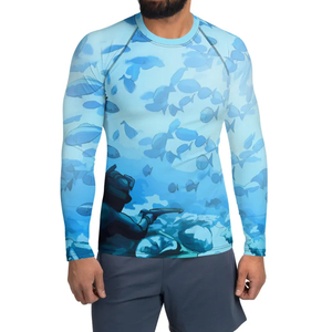 Direct Factory-Made Men's Rash Guard Adult Swimming <b>Compression</b> <b>Shirt</b> Full Sleeves Breathable Quick-Dry Anti-UV Men's Rash Guard - Product Image 1