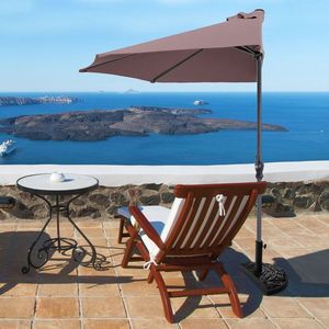 Ombrellone da Patio Semicircolare da 9 Piedi in Tessuto Poliestere per Giardino, Spiaggia, Villa, Hotel, Parco e Uso Esterno - Product Image 4