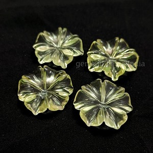 Fleur de quartz citron naturel sculptée à la main, pierre précieuse de 20 mm, cristal jaune, pierre brute sculptée pour la fabrication de bijoux, prix de gros en vrac - Product Image 2