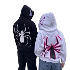 Sweat à capuche surdimensionné en coton épais, style streetwear hiver, broderie araignée, design vintage avec strass, personnalisable - Product Image 2
