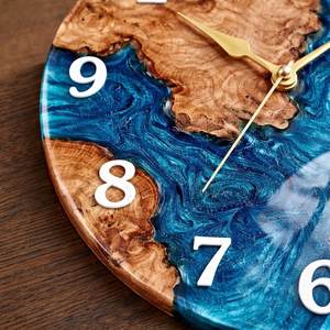 Handmade Epoxy Resin Wood Wall <b>Clock</b> Ocean Style Wooden <b>Clock</b> <b>Large</b> 50 cm Wall <b>Clock</b> Modern Home Decor Unique Gift - Product Image 3