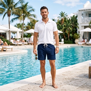 Shorts en tissu éponge pour hommes, décontractés, pour l'été, pour la plage, OEM ODM, vente en gros, logo personnalisé, faible MOQ - Product Image 1